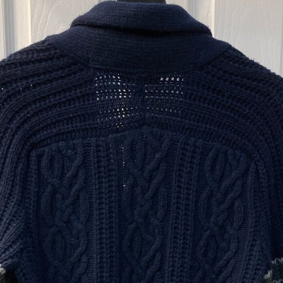 Banana Republic Wool Full Zip Snap Button Cardigan Sweater Cowl Neck Size Large - Picture 7 of 8